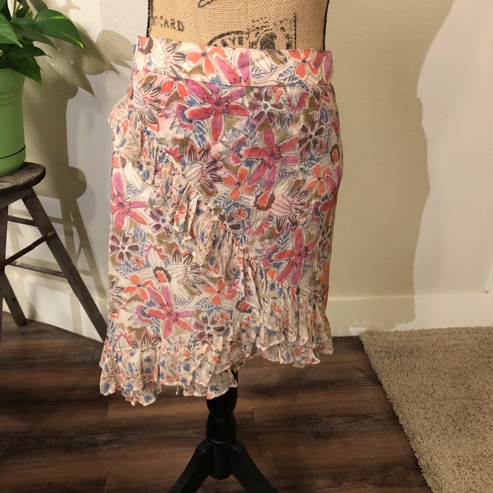Free People Size 4 Flowered Pink Orange Skirt